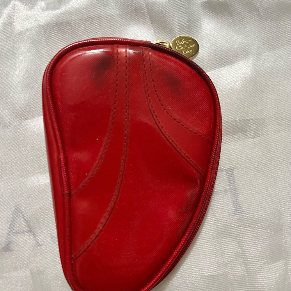 Christian Dior Red Parfums Pouch with Gold Charm